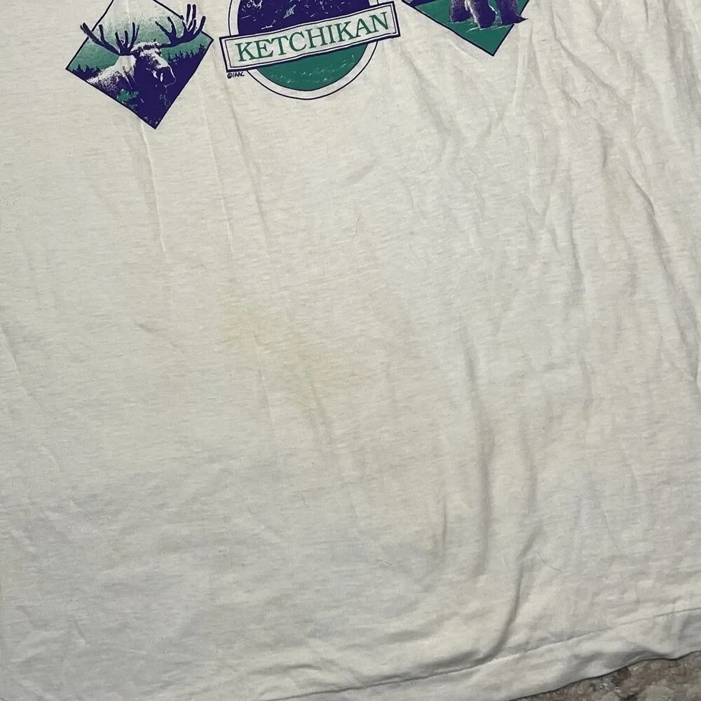 Vintage 90s Single Stitch Alaska The Last Frontier Bear Moosee Shirt Mens XL - Picture 2 of 9